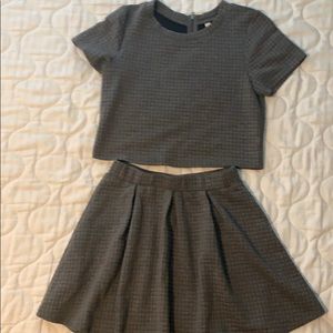 Quilted knit skirt and cropped top set